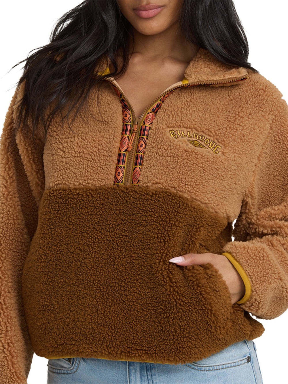 Billabong Horizon Teddy Fleece Half Zip Pullover Brown XL NWT